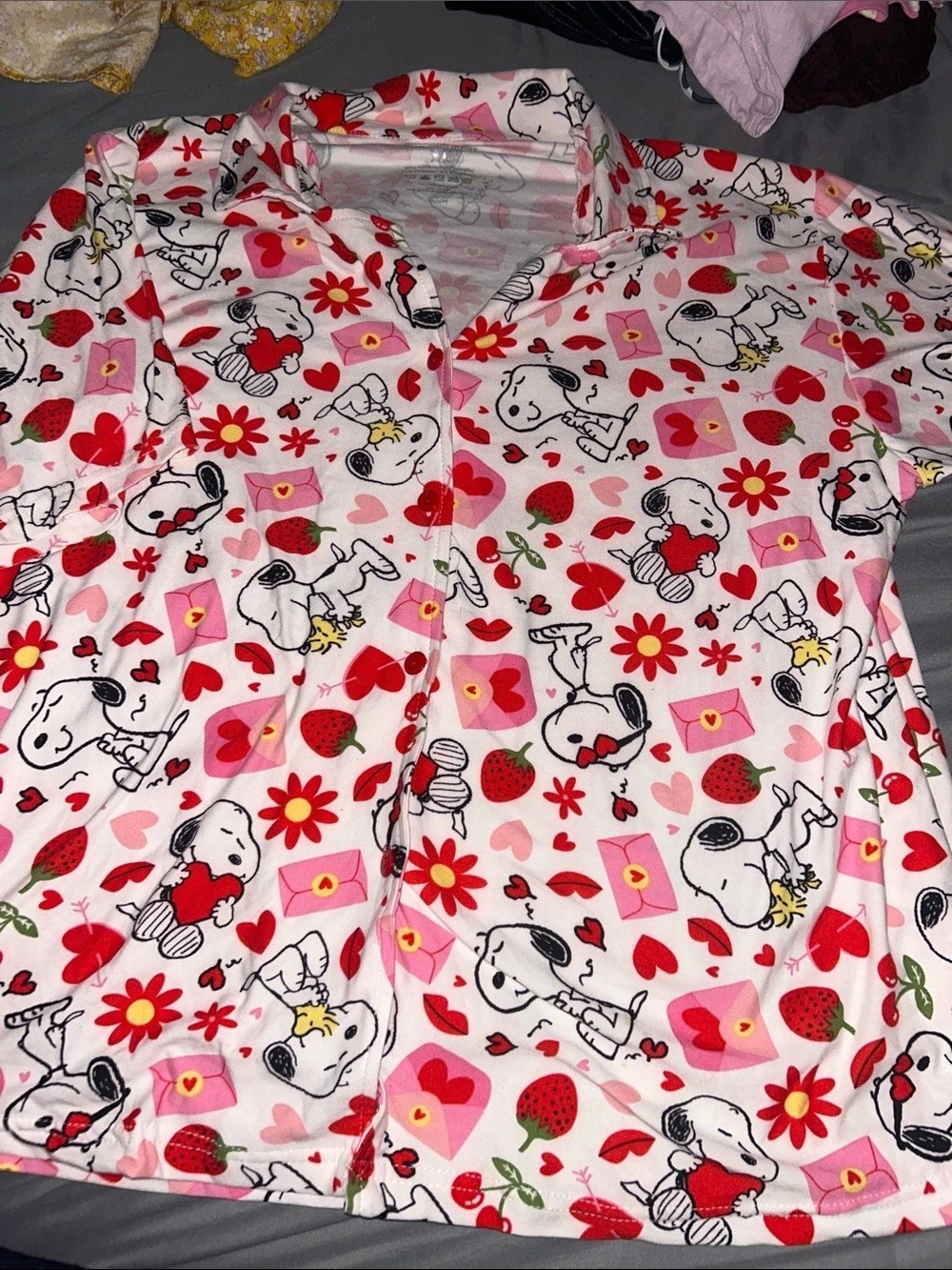Peanuts Snoopy Valentine Strawberries Sleep Set Lounge Pants XL